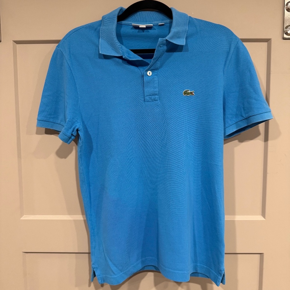 Lacoste Slim Fit Polo Shirt - Boys/Youth Size S, Light Blue, Pre-owned